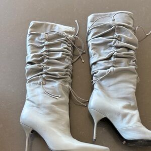 Dolce & Gabbana Gray Heeled Ruched Boots
